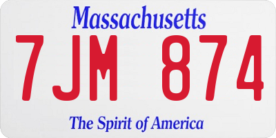 MA license plate 7JM874