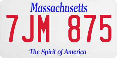 MA license plate 7JM875