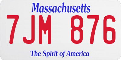 MA license plate 7JM876