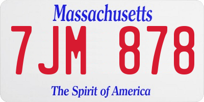 MA license plate 7JM878