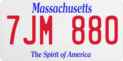 MA license plate 7JM880