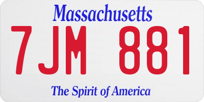 MA license plate 7JM881