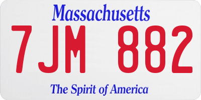 MA license plate 7JM882