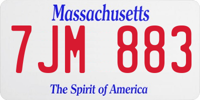 MA license plate 7JM883