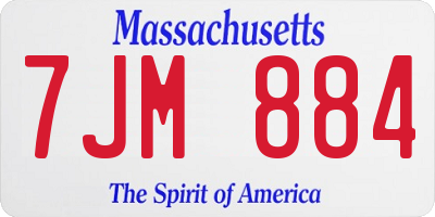 MA license plate 7JM884