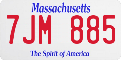 MA license plate 7JM885