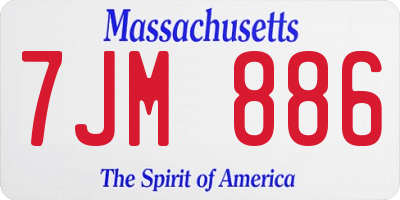 MA license plate 7JM886