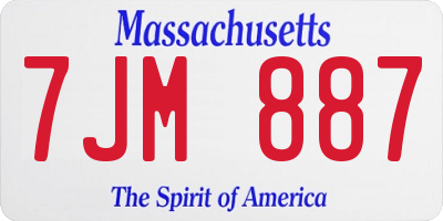 MA license plate 7JM887