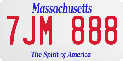 MA license plate 7JM888