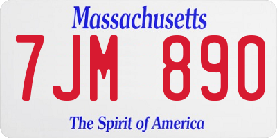 MA license plate 7JM890