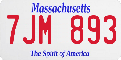 MA license plate 7JM893