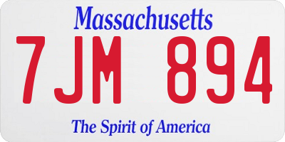 MA license plate 7JM894