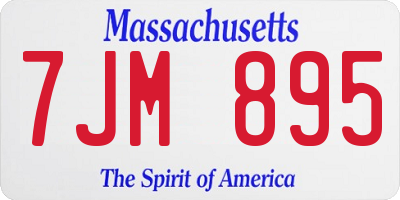 MA license plate 7JM895