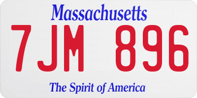 MA license plate 7JM896