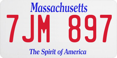 MA license plate 7JM897