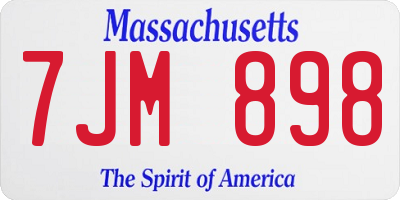MA license plate 7JM898