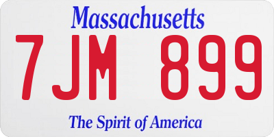 MA license plate 7JM899