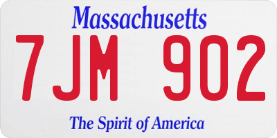 MA license plate 7JM902