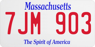 MA license plate 7JM903