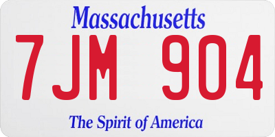 MA license plate 7JM904