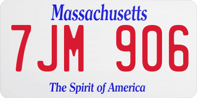 MA license plate 7JM906