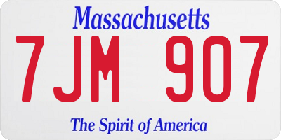 MA license plate 7JM907