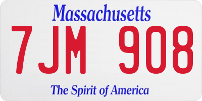 MA license plate 7JM908