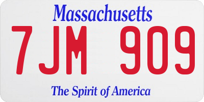 MA license plate 7JM909