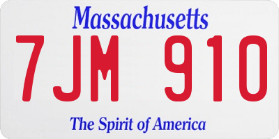 MA license plate 7JM910