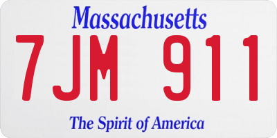 MA license plate 7JM911