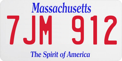 MA license plate 7JM912