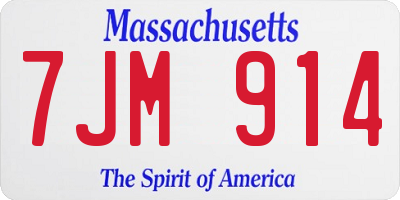 MA license plate 7JM914