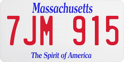 MA license plate 7JM915