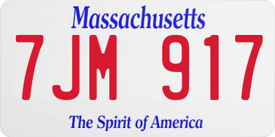 MA license plate 7JM917