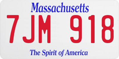 MA license plate 7JM918