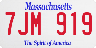 MA license plate 7JM919