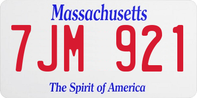 MA license plate 7JM921