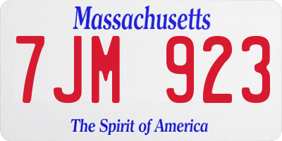 MA license plate 7JM923