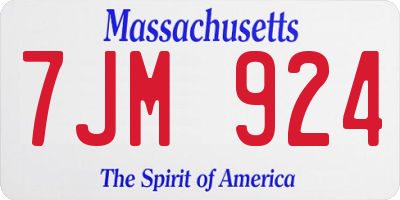 MA license plate 7JM924