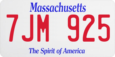 MA license plate 7JM925