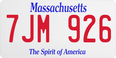 MA license plate 7JM926