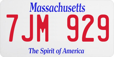 MA license plate 7JM929