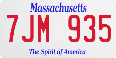 MA license plate 7JM935