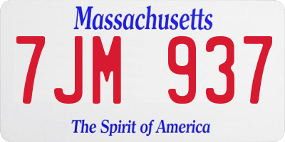 MA license plate 7JM937