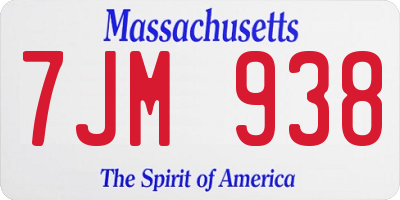 MA license plate 7JM938