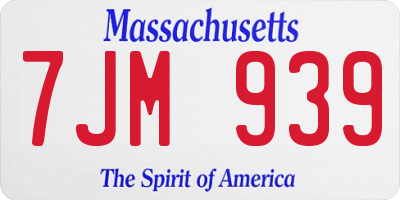 MA license plate 7JM939