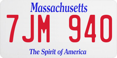MA license plate 7JM940