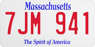 MA license plate 7JM941