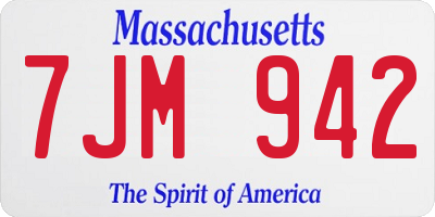 MA license plate 7JM942