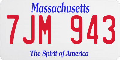 MA license plate 7JM943